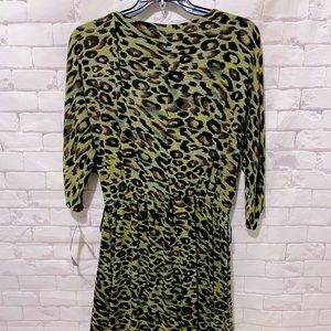 Tiana B Leopard Knit Dress • Plus 16 • Dark Olive Green Black Brown • Chic • NWT